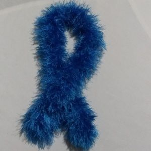 Handmade Scarf. Blue Funfur.36"x3"